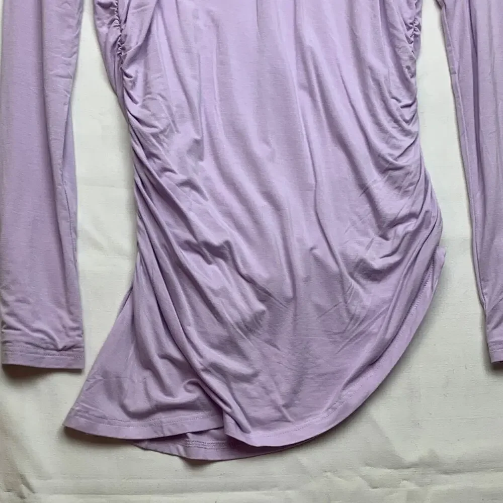 Veiled size medium long sleeve lavender conservative shirt lined ruched tunic